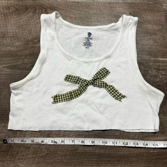 U.S. Polo Assn. White Crop Top with Green Bow - Picture 4 of 6